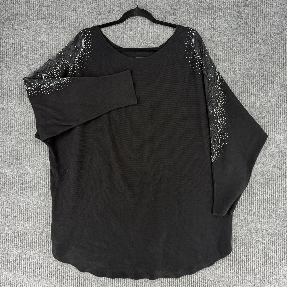 Tahari embellished lace sleeve tunic corporate goth plus size whimsical 2X NWT